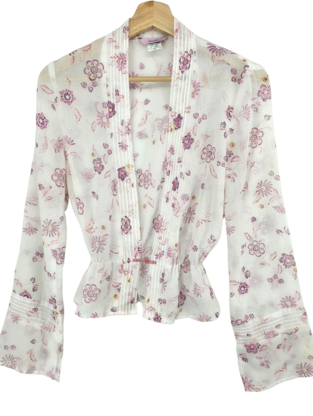Vintage Onion Romantic Bohemian Sheer Floral Bell Sleeve Fairycore Y2K Blouse S - Picture 3 of 16